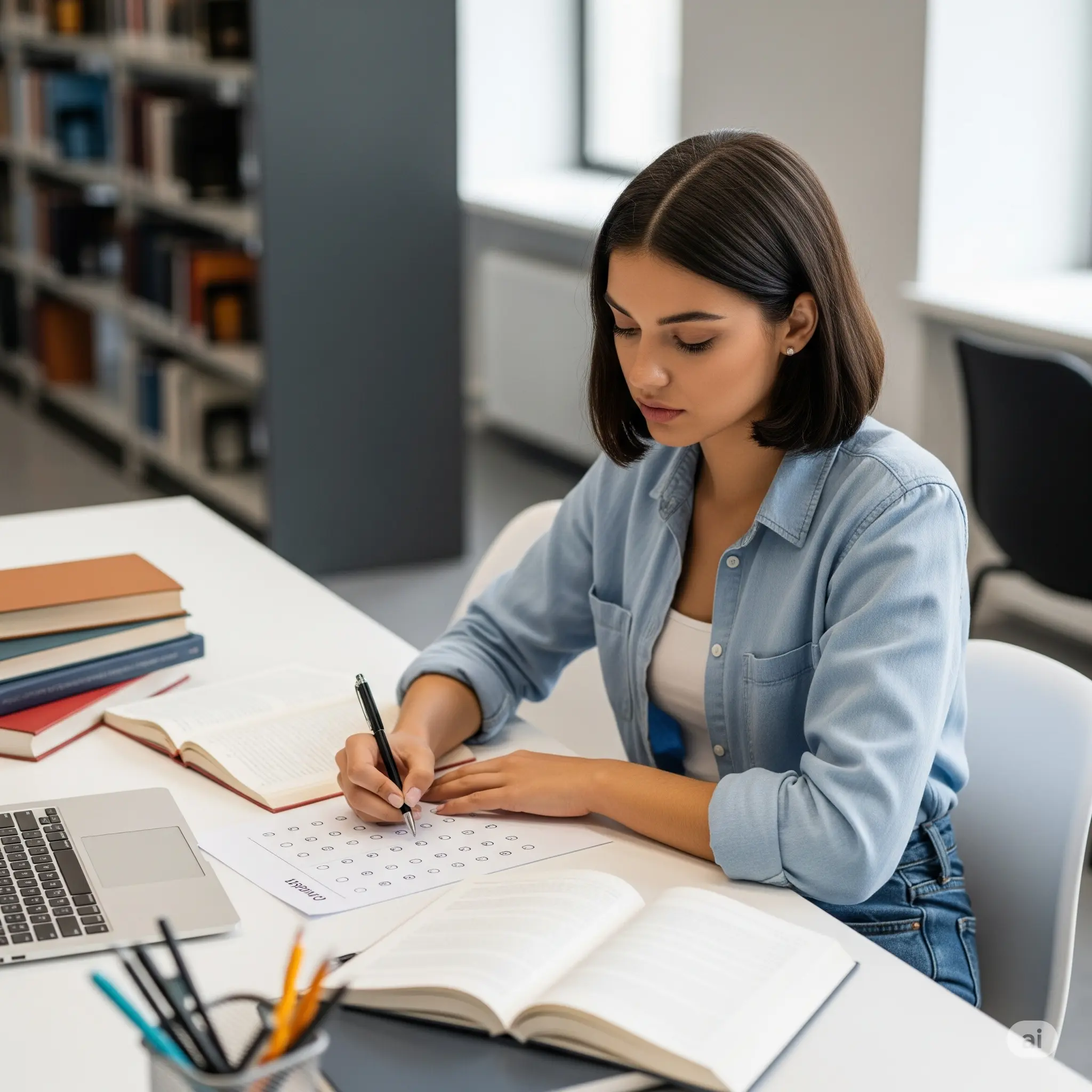 Student taking a mock test